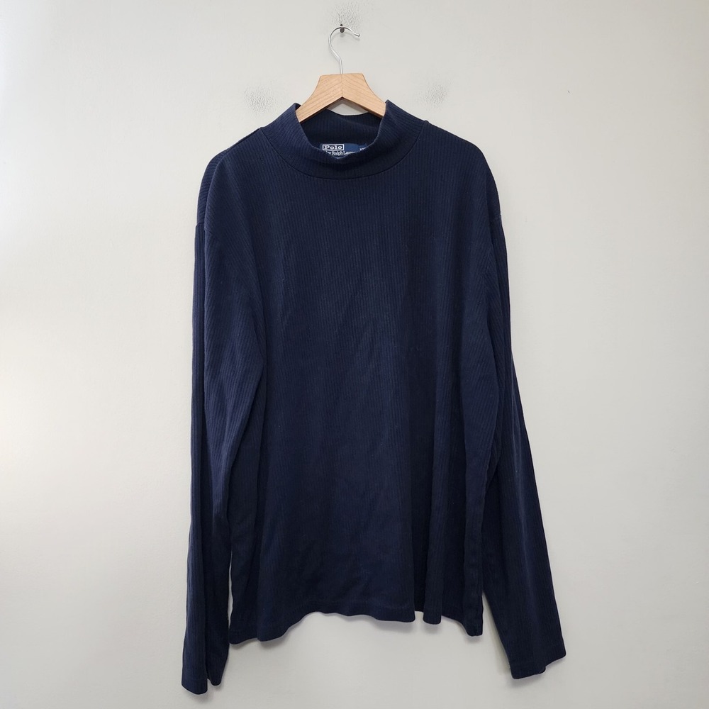 Vintage Polo Ralph Lauren Turtleneck Shirt Mens Size 2XL Long Sleeve Blue
